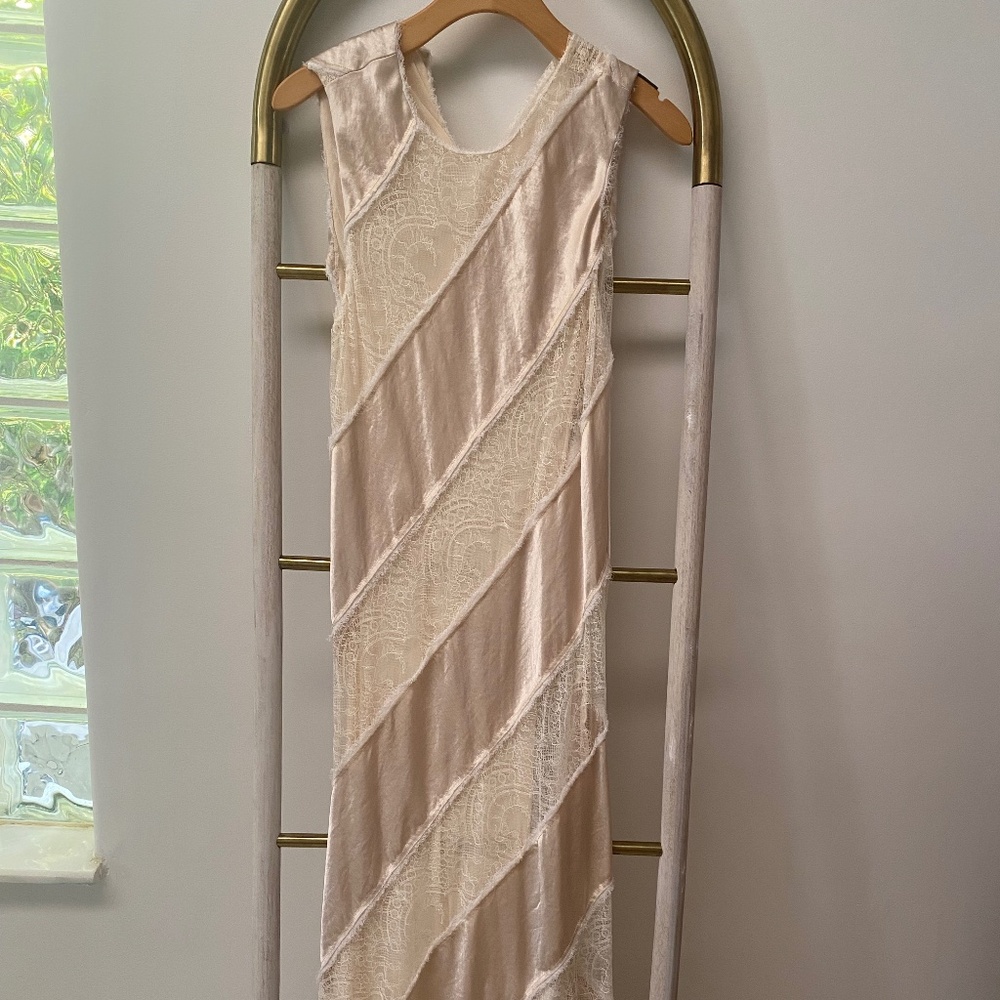 Zara Trinny Satin Contrast Lace S/S 2020 Collection 7 Sleeveless Long Dress XS